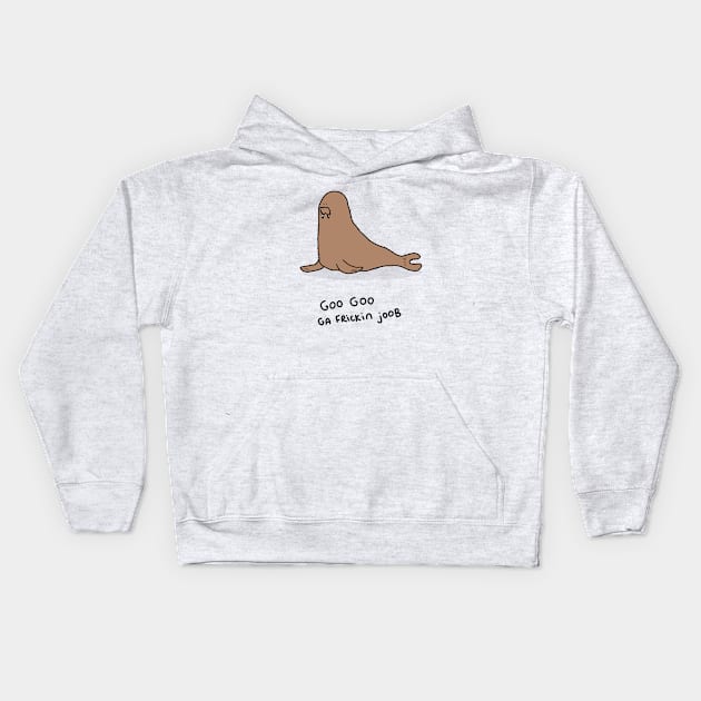 Grumpy Walrus Kids Hoodie by grumpyanimals